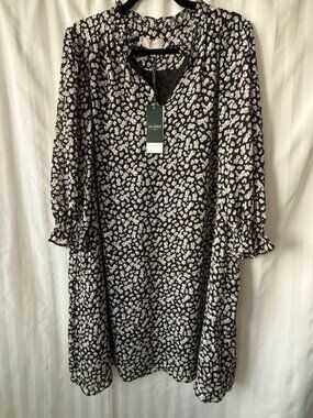 NWT NO BELT Hobbs London Stefania Dress – Black Floral – UK 16/US 12 – RRP £119